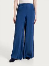 Pantalone a palazzo con tasche in Voile Stretch Blu Donna - Ragno