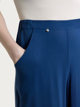 Pantalone a palazzo con tasche in Voile Stretch Blu Donna - Ragno