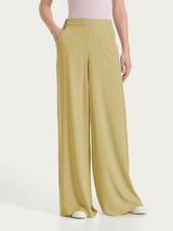 Pantalone a palazzo con tasche in Voile Stretch Verdi Donna - Ragno