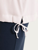 Blusa con scollo a V e manica risvoltabile in Voile Stretch Rosa Donna - Ragno