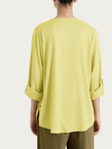 Blusa a serafino con manica risvoltabile in Voile Stretch Gialli Donna - Ragno