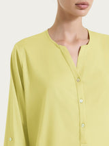 Blusa a serafino con manica risvoltabile in Voile Stretch Gialli Donna - Ragno