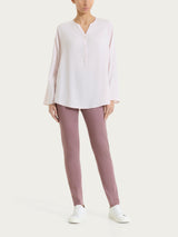 Blusa a serafino con manica risvoltabile in Voile Stretch Rosa Donna - Ragno
