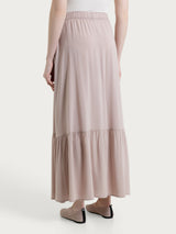 Pink Women's Voile Stretch Ruffle Long Skirt - Ragno