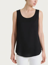 Top con spalla larga in Voile Stretch Neri Donna - Ragno