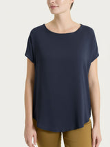 Blusa con manica a kimono in Voile Stretch Blu Donna - Ragno