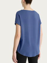 Blusa con manica a kimono in Voile Stretch Blu Donna - Ragno