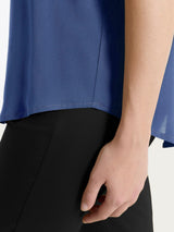Blusa con manica a kimono in Voile Stretch Blu Donna - Ragno