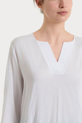 Blusa con scollo a V in Voile Stretch Bianchi Donna - Ragno