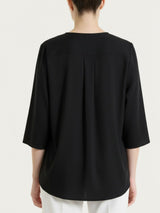 Blusa con scollo a V in Voile Stretch Neri Donna - Ragno