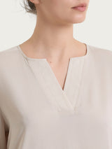 Blusa con scollo a V in Voile Stretch Bianchi Donna - Ragno