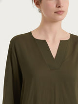 Blusa con scollo a V in Voile Stretch Verdi Donna - Ragno