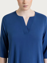 Blusa con scollo a V in Voile Stretch Blu Donna - Ragno