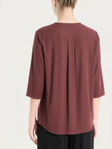 Blusa con scollo a V in Voile Stretch Marroni Donna - Ragno