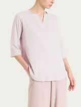 Blusa con scollo a V in Voile Stretch Rosa Donna - Ragno