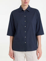 Voile Stretch Blau Damen 3/4-Arm Shirt - Ragno