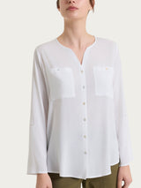 Camicia con manica risvoltabile in Voile Stretch Bianchi Donna - Ragno