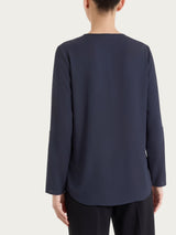 Camicia con manica risvoltabile in Voile Stretch Blu Donna - Ragno