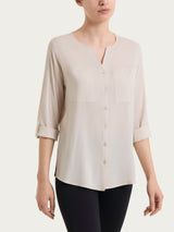 Camicia con manica risvoltabile in Voile Stretch Bianchi Donna - Ragno