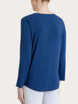Camicia con manica risvoltabile in Voile Stretch Blu Donna - Ragno