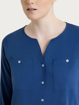 Camicia con manica risvoltabile in Voile Stretch Blu Donna - Ragno