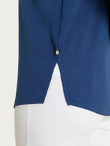 Camicia con manica risvoltabile in Voile Stretch Blu Donna - Ragno