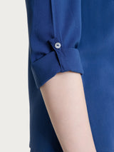 Camicia con manica risvoltabile in Voile Stretch Blu Donna - Ragno
