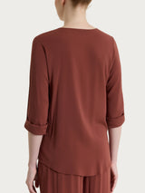 Camicia con manica risvoltabile in Voile Stretch Marroni Donna - Ragno