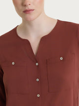 Camicia con manica risvoltabile in Voile Stretch Marroni Donna - Ragno