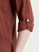 Camicia con manica risvoltabile in Voile Stretch Marroni Donna - Ragno