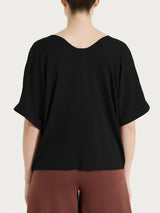 Blusa con manica kimono in Voile Stretch Neri Donna - Ragno
