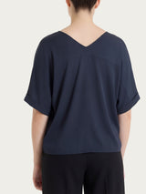 Blue Women's Voile Stretch Kimono Sleeve Blouse - Ragno
