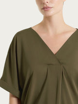 Blusa con manica kimono in Voile Stretch Verdi Donna - Ragno