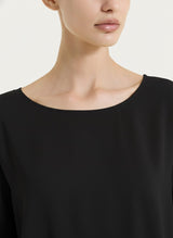 Blusa con manica 3/4 in Voile Stretch Neri Donna - Ragno