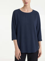 Blusa con manica 3/4 in Voile Stretch Blu Donna - Ragno