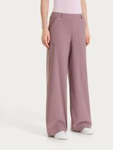Pantalone a palazzo con tasche in Linen Super Fresh Viola Donna - Ragno