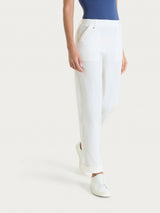 Pantalone a carota con tasche in Linen Super Fresh Bianchi Donna - Ragno