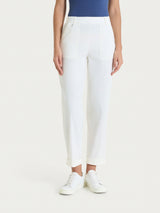 Pantalone a carota con tasche in Linen Super Fresh Bianchi Donna - Ragno