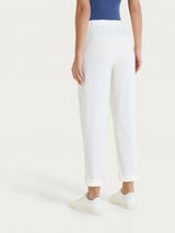 Pantalone a carota con tasche in Linen Super Fresh Bianchi Donna - Ragno