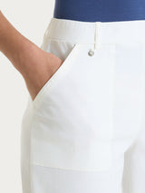 Pantalone a carota con tasche in Linen Super Fresh Bianchi Donna - Ragno
