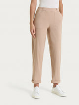 Pantalone a carota con tasche in Linen Super Fresh Marroni Donna - Ragno
