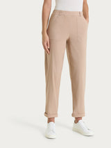 Pantalone a carota con tasche in Linen Super Fresh Marroni Donna - Ragno