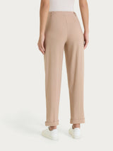 Pantalone a carota con tasche in Linen Super Fresh Marroni Donna - Ragno