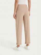 Pantalone a carota con tasche in Linen Super Fresh Marroni Donna - Ragno