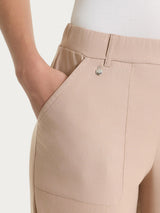 Pantalone a carota con tasche in Linen Super Fresh Marroni Donna - Ragno