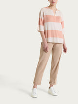 Pantalone a carota con tasche in Linen Super Fresh Marroni Donna - Ragno