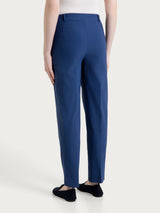 Pantalone a carota con tasche in Linen Super Fresh Blu Donna - Ragno