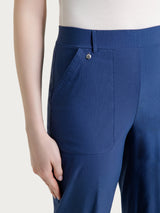 Pantalone a carota con tasche in Linen Super Fresh Blu Donna - Ragno