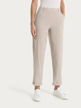 Pantalone a carota con tasche in Linen Super Fresh Marroni Donna - Ragno