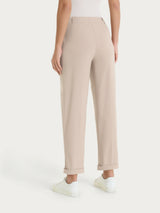 Pantalone a carota con tasche in Linen Super Fresh Marroni Donna - Ragno